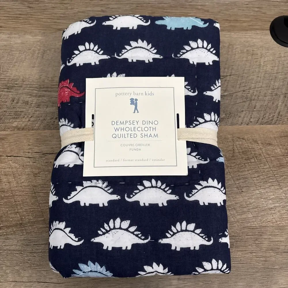 Pottery Barn Kids Dempsey Dino Wholecloth Quilted Sham - Standard Size - NEW
